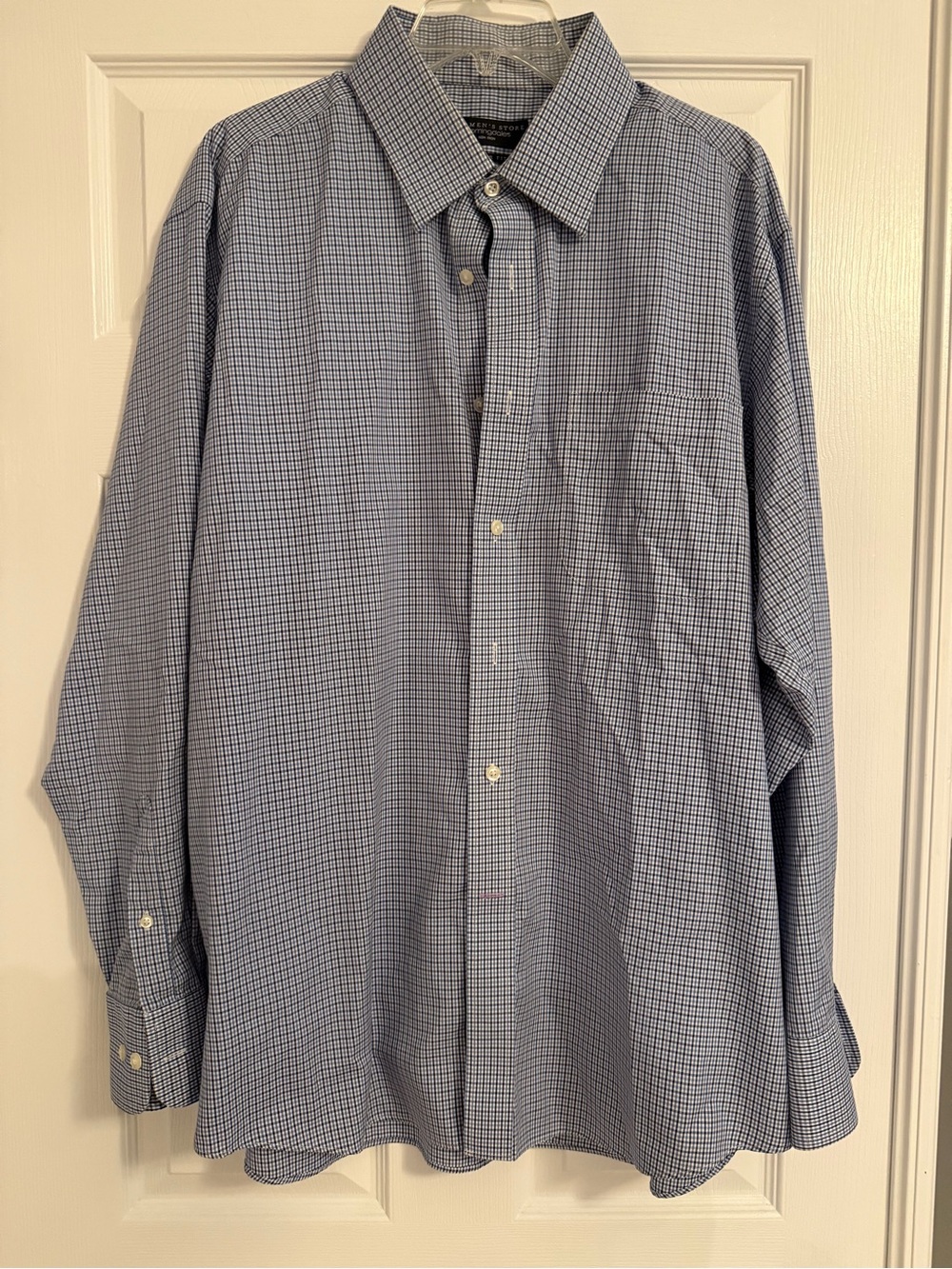 Bloomingdale's Men's Light Blue Micro-Check Dress Shirt